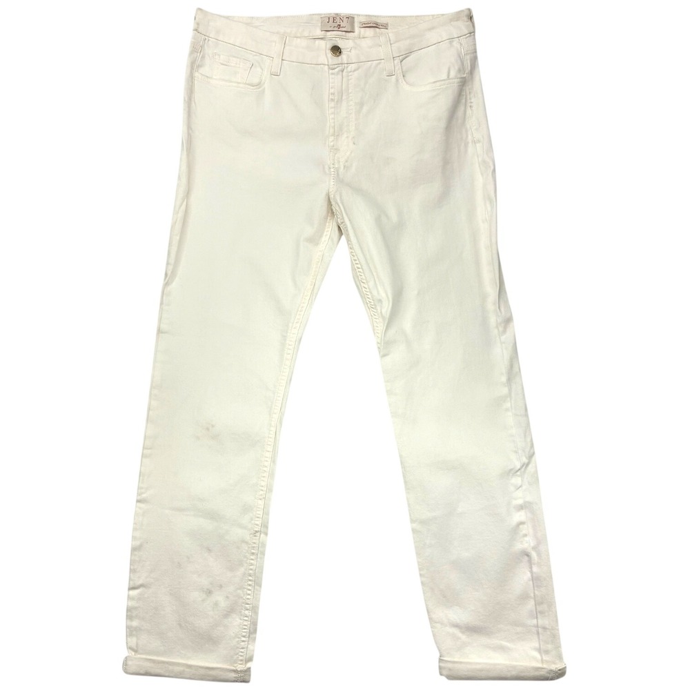 Jen7 by 7 For All Mankind Straight Crop & Roll White Jeans‎ Size 14